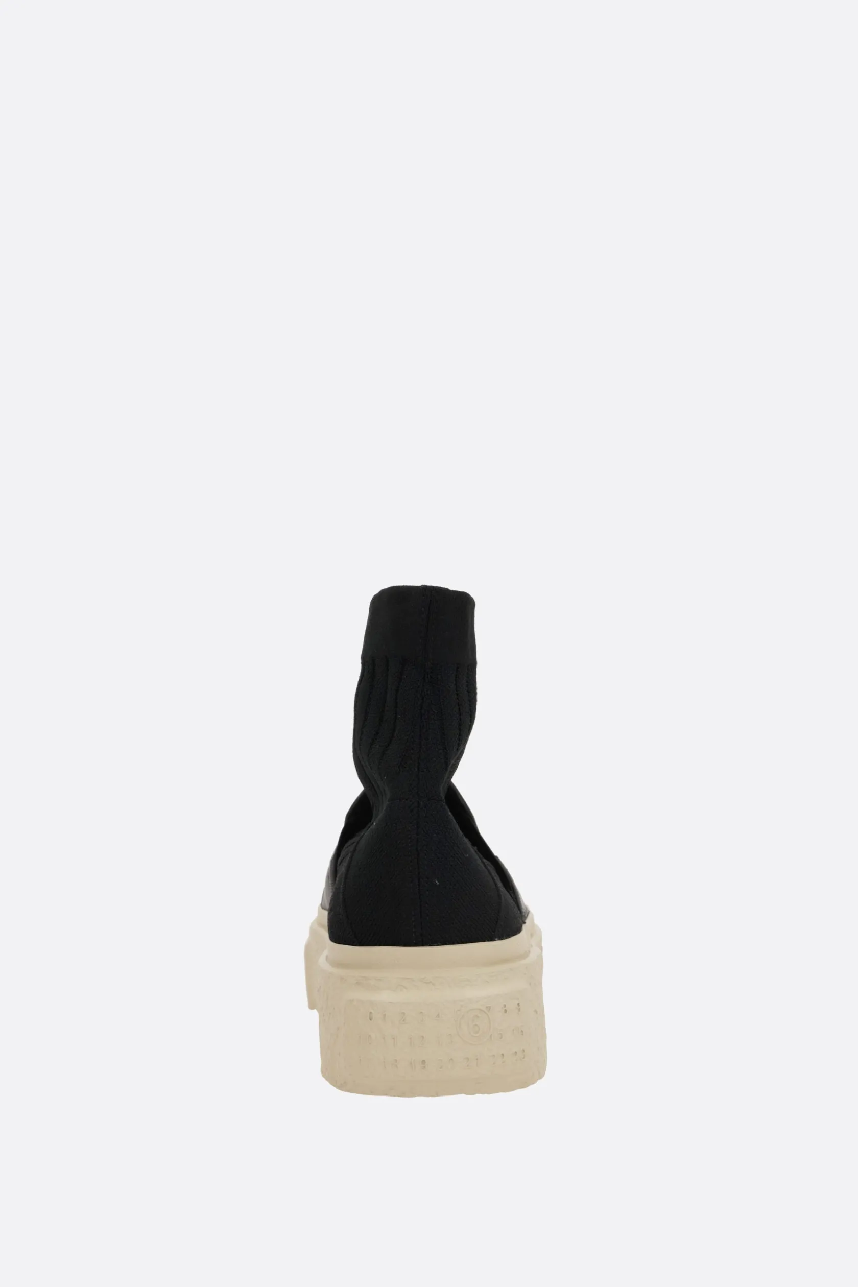 Sneakers>MM6 sneaker pull-on in pelle e maglia stretch Nero