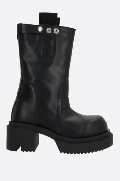 Stivali>RICK OWENS stivale platform Bogun in pelle liscia Nero
