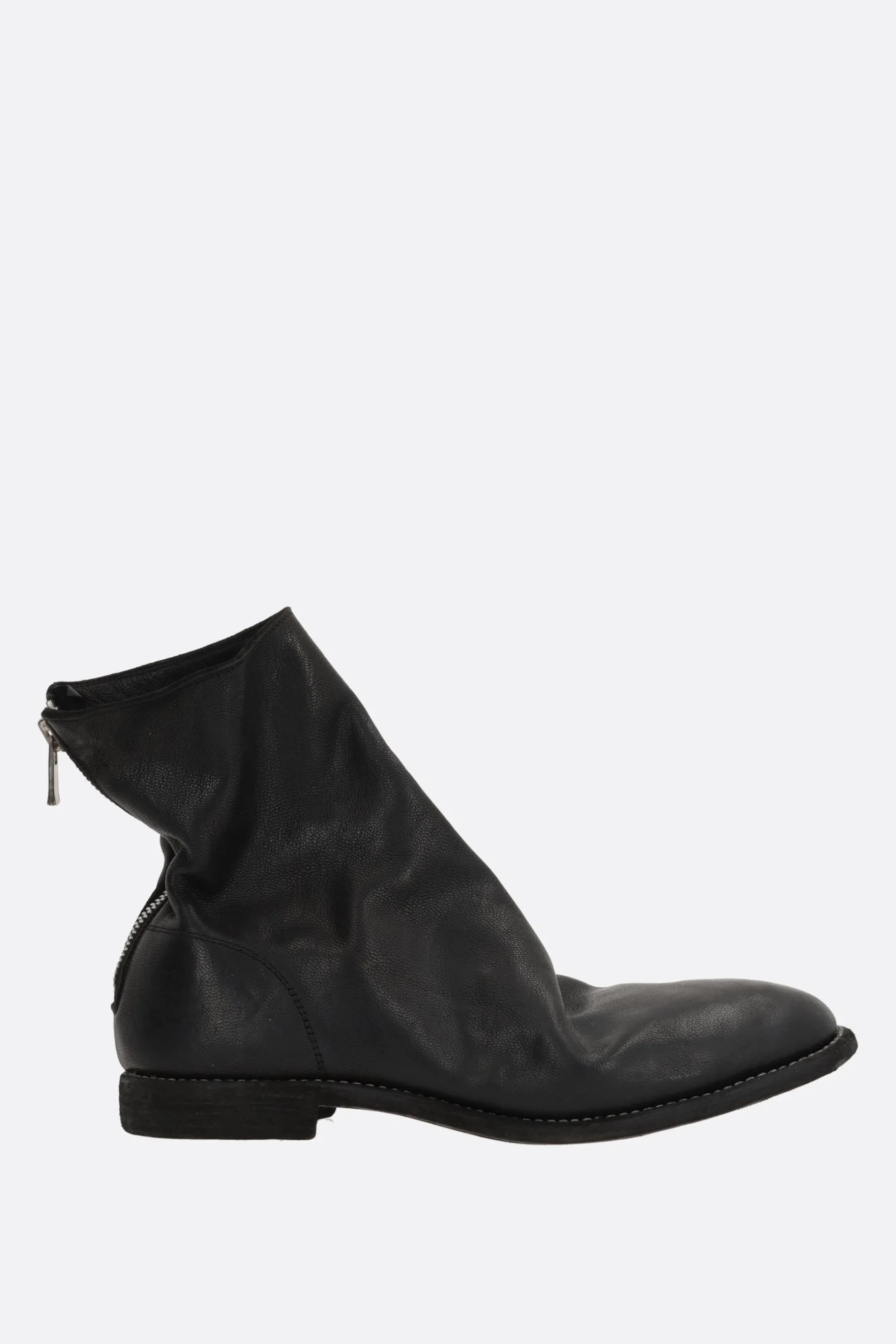 Stivali>GUIDI stivaletto con zip in pelle martellata Nero