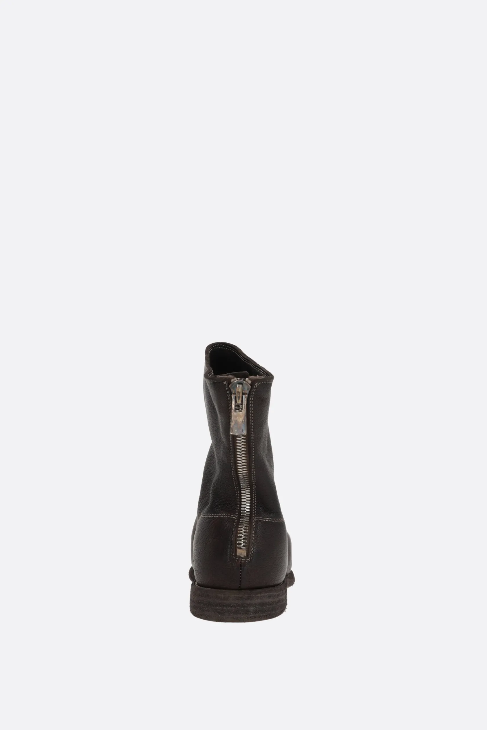 Stivali>GUIDI stivaletto con zip in pelle martellata Marrone