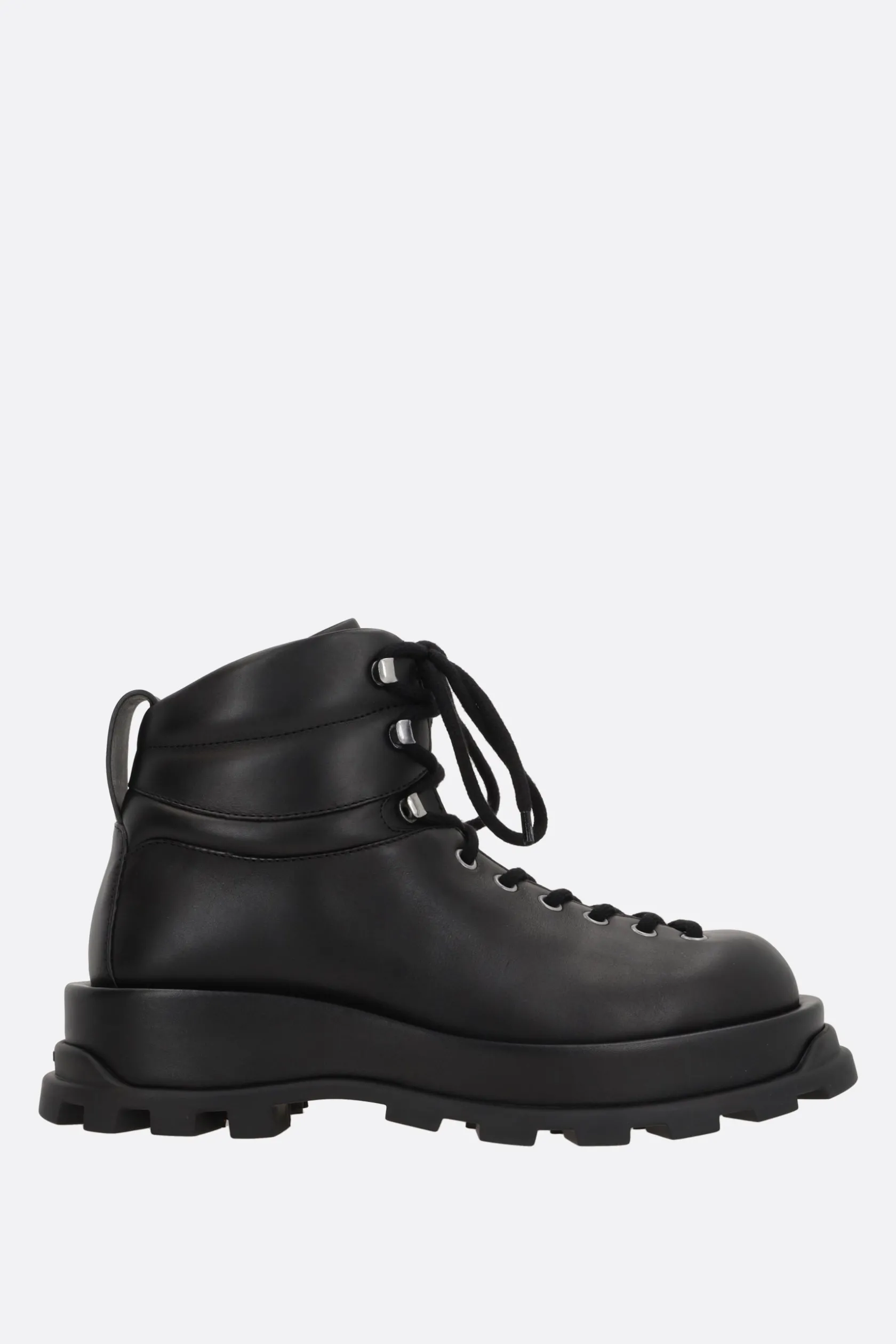 Stivali>JIL SANDER stivaletto hiking in pelle liscia Nero