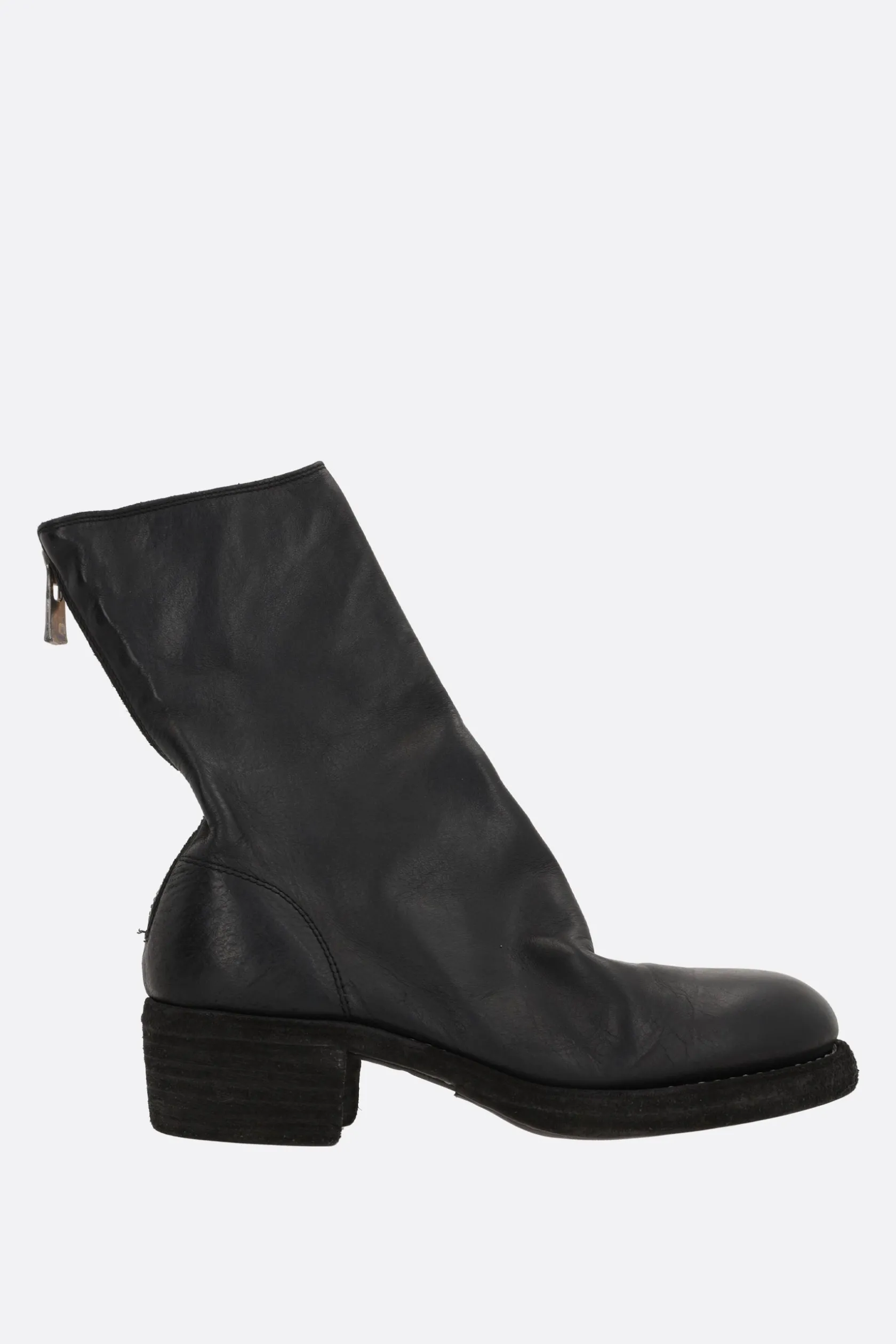 Stivali>GUIDI stivaletto in pelle martellata Nero