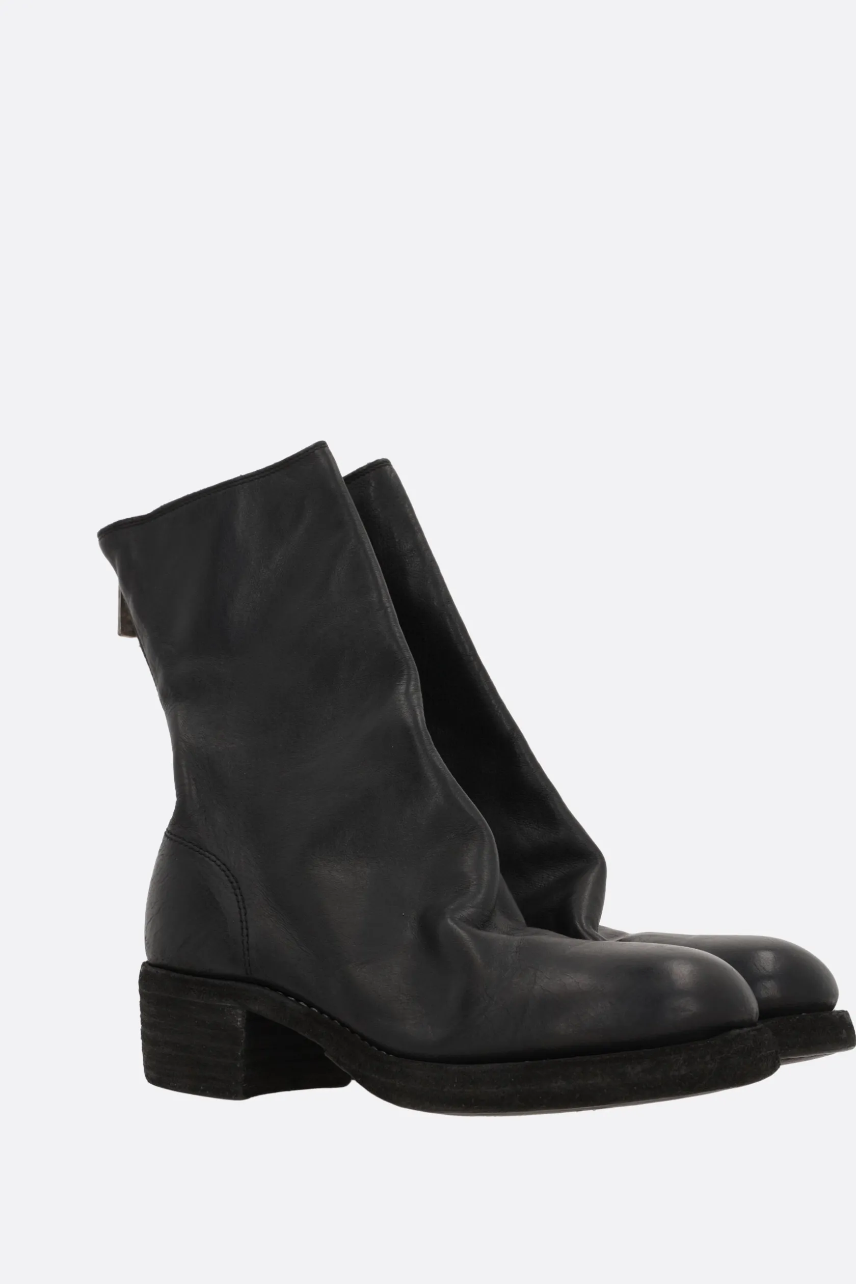 Stivali>GUIDI stivaletto in pelle martellata Nero