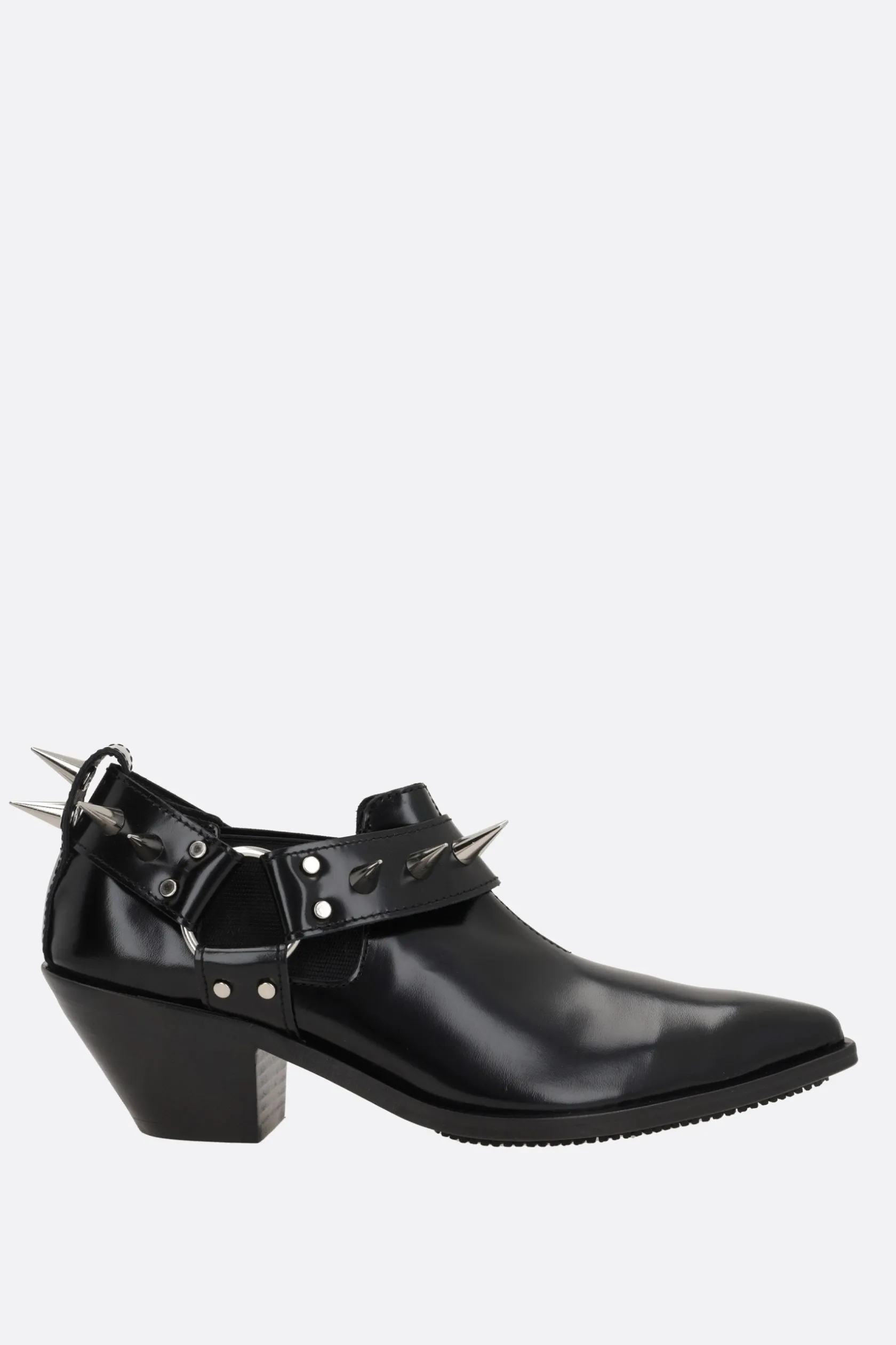 Stivali>JUNYA WATANABE stivaletto texano in pelle lucida con borchie Nero