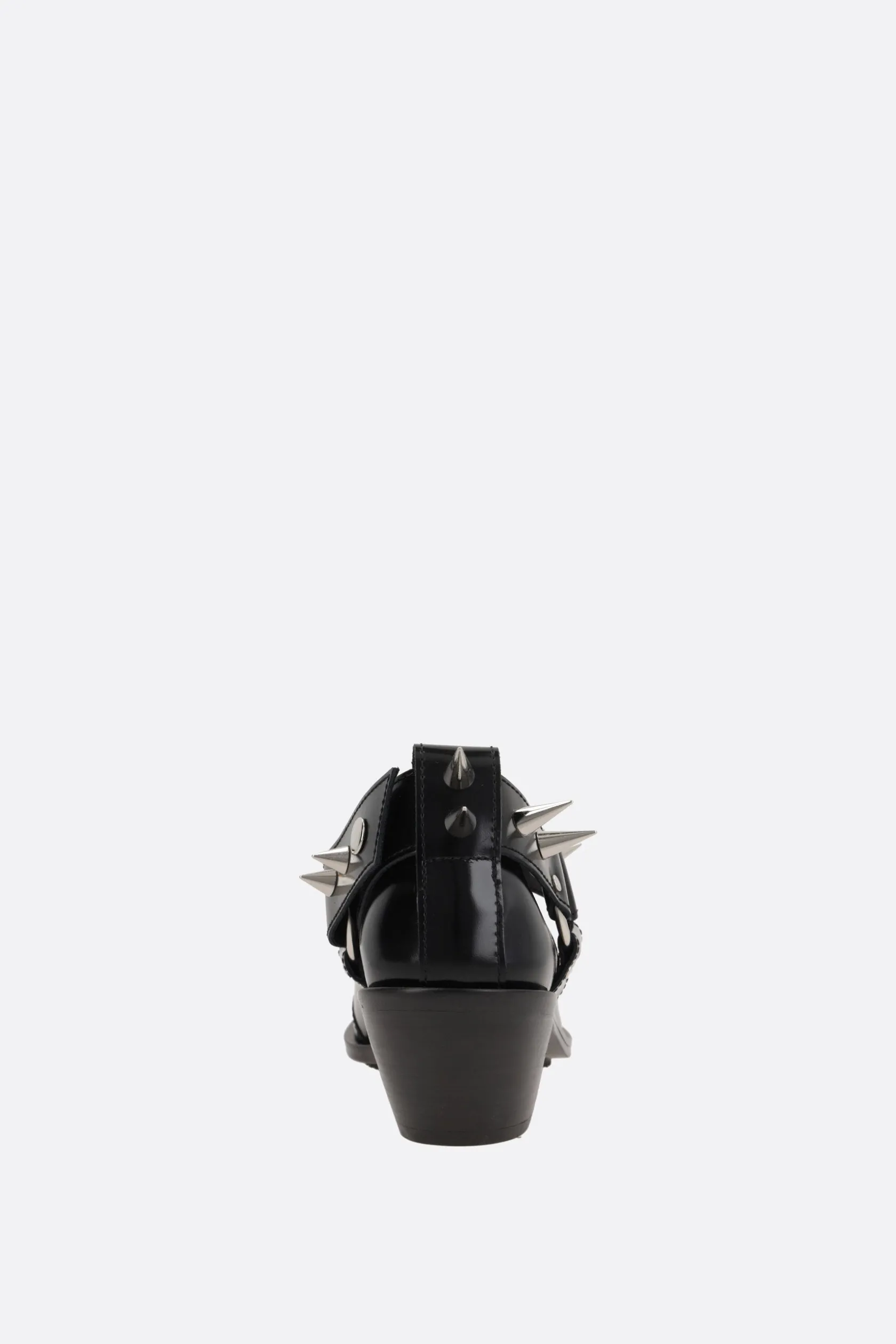 Stivali>JUNYA WATANABE stivaletto texano in pelle lucida con borchie Nero