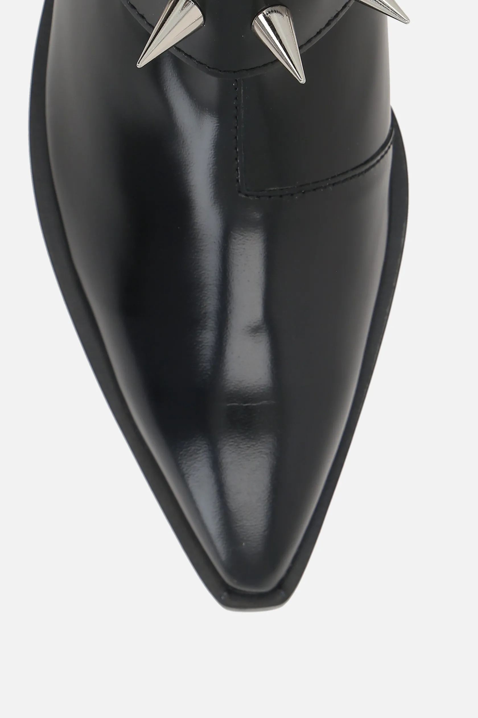 Stivali>JUNYA WATANABE stivaletto texano in pelle lucida con borchie Nero