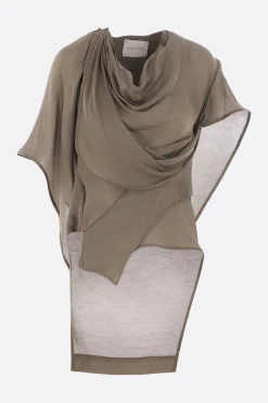 Topwear>YEHUAFAN top asimmetrico con cappuccio in seta e lino Verde
