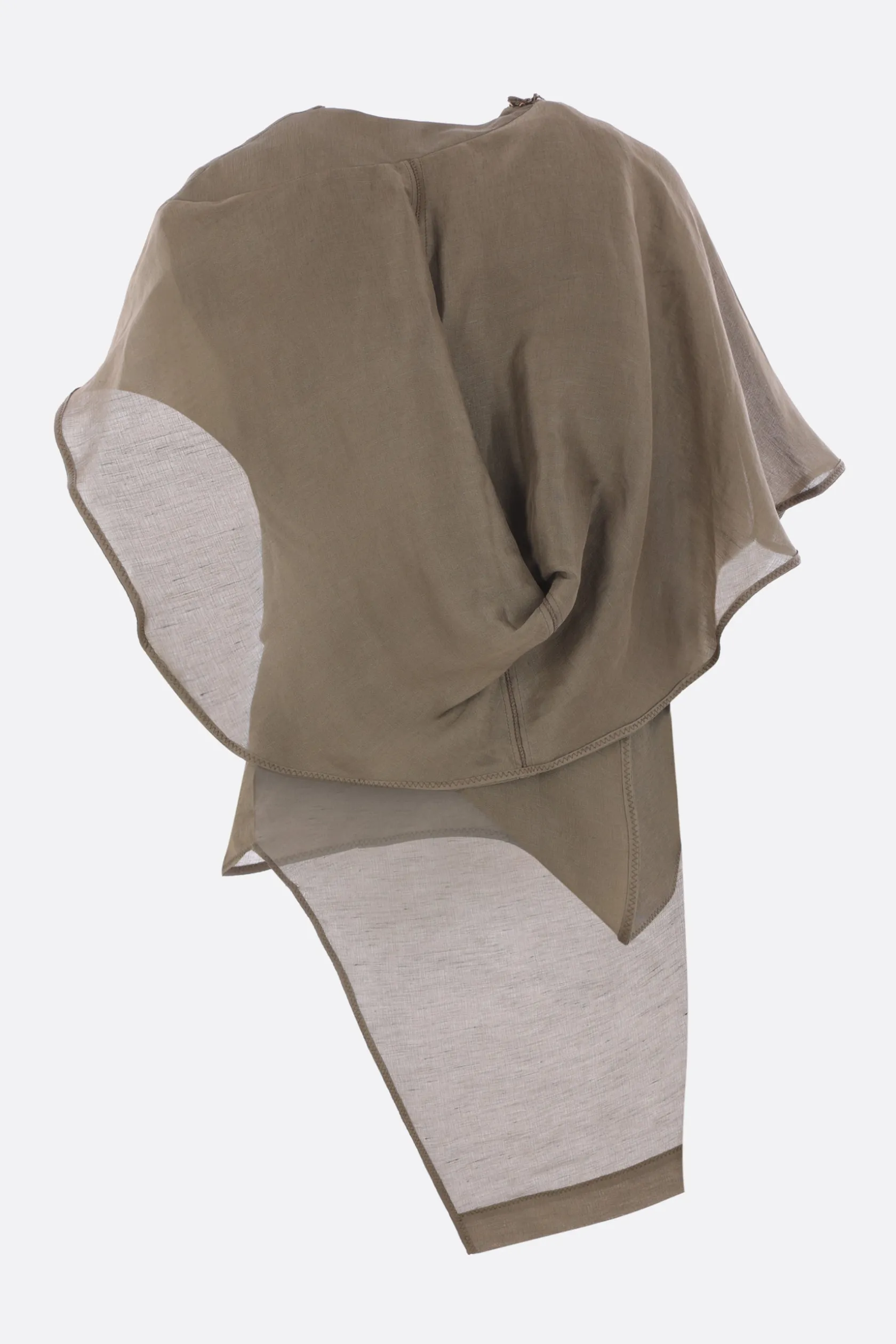 Topwear>YEHUAFAN top asimmetrico con cappuccio in seta e lino Verde