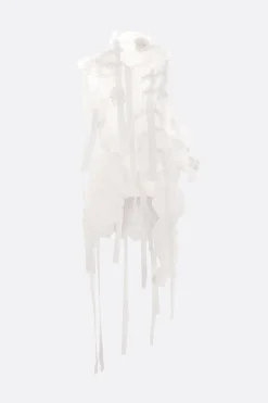 Topwear>ROISIN PIERCE top asimmetrico in organza con nastri Bianco
