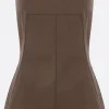Topwear>RICK OWENS top bustier in denim resinato Marrone