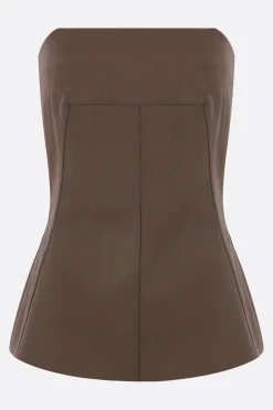 Topwear>RICK OWENS top bustier in denim resinato Marrone