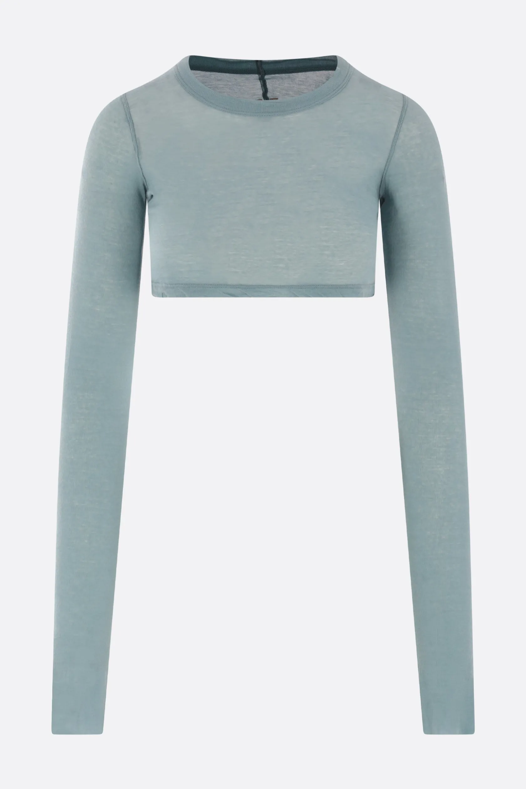 Topwear>RICK OWENS top cropped a maniche lunghe in jersey Blu