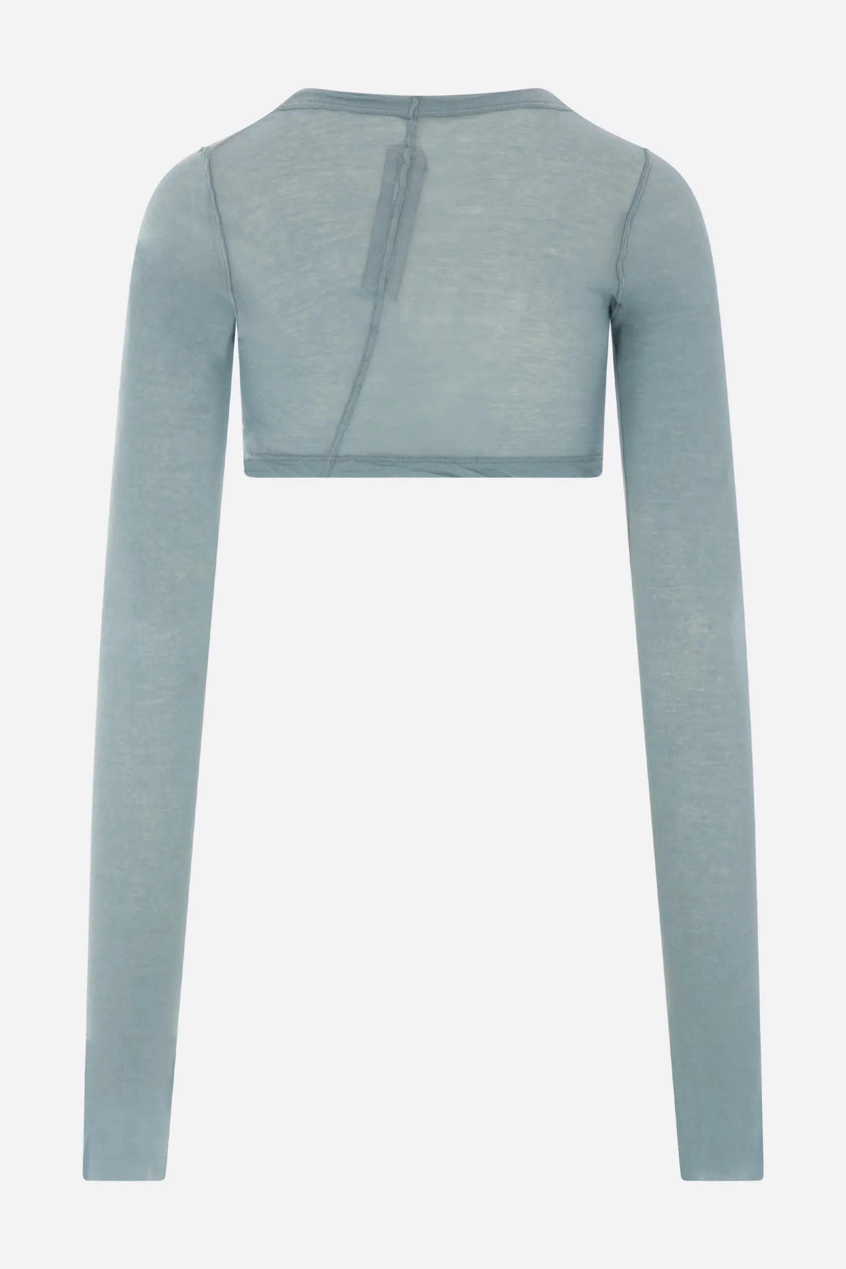 Topwear>RICK OWENS top cropped a maniche lunghe in jersey Blu