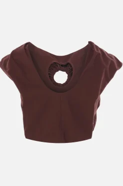 Topwear>ZOMER top cropped Francisco in cotone Marrone