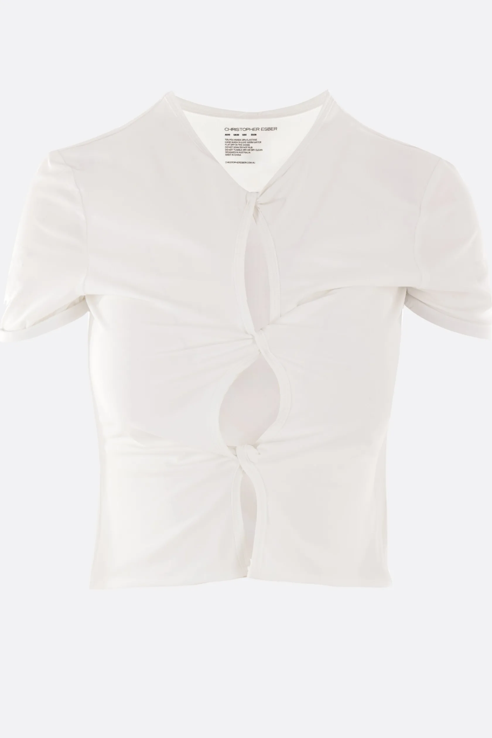 Topwear>CHRISTOPHER ESBER top cropped Open Twist in lycra Bianco