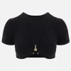 Topwear>CHRISTOPHER ESBER top cropped Ruched Orbit in lycra Nero