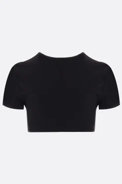 Topwear>CHRISTOPHER ESBER top cropped Ruched Orbit in lycra Nero