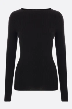 Topwear>RICK OWENS top in maglia a costine con cut-out Nero