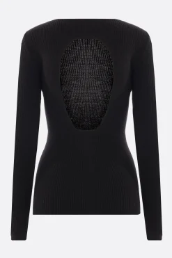 Topwear>RICK OWENS top in maglia a costine con cut-out Nero