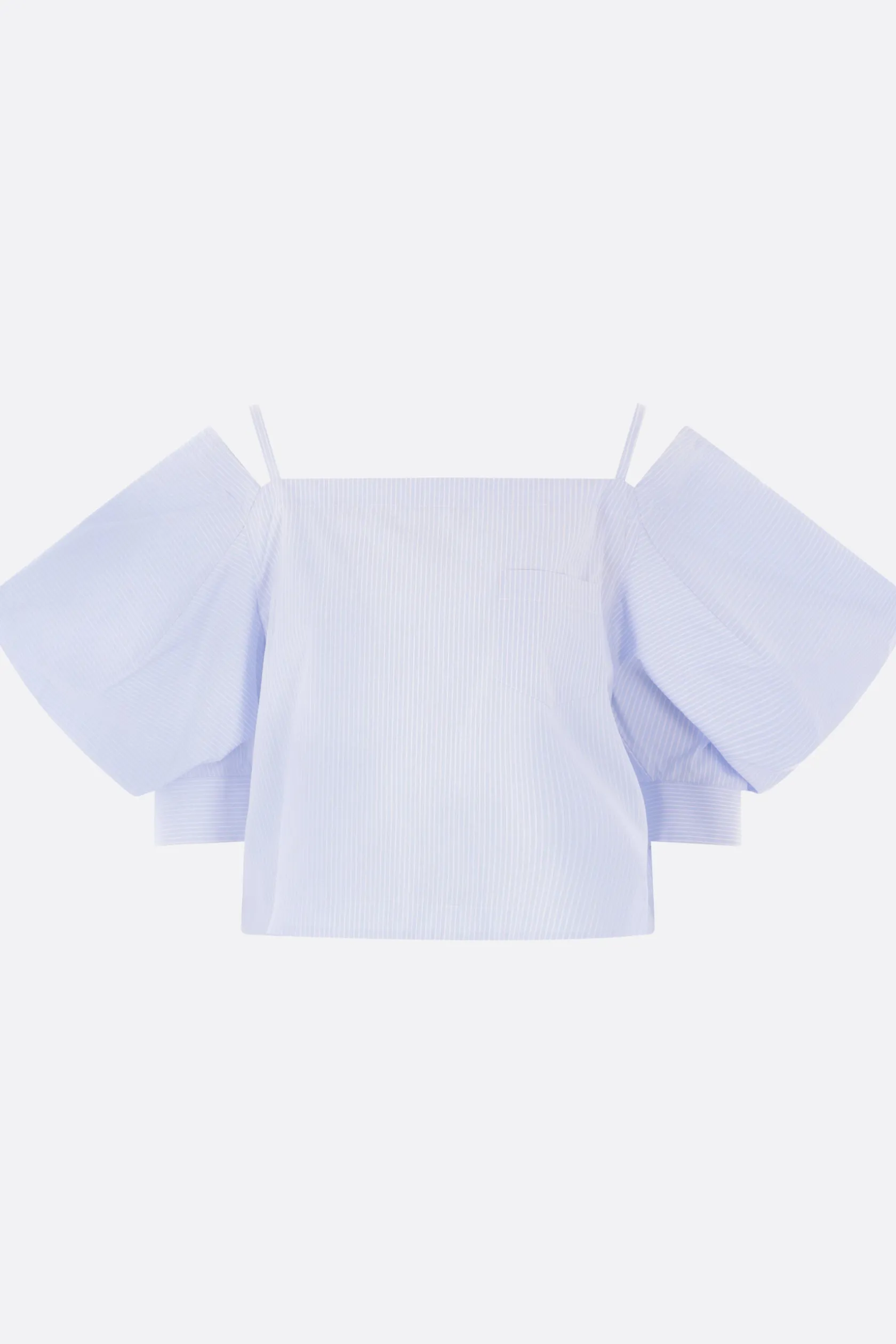 Topwear>SACAI top in popeline di cotone a righe Blu