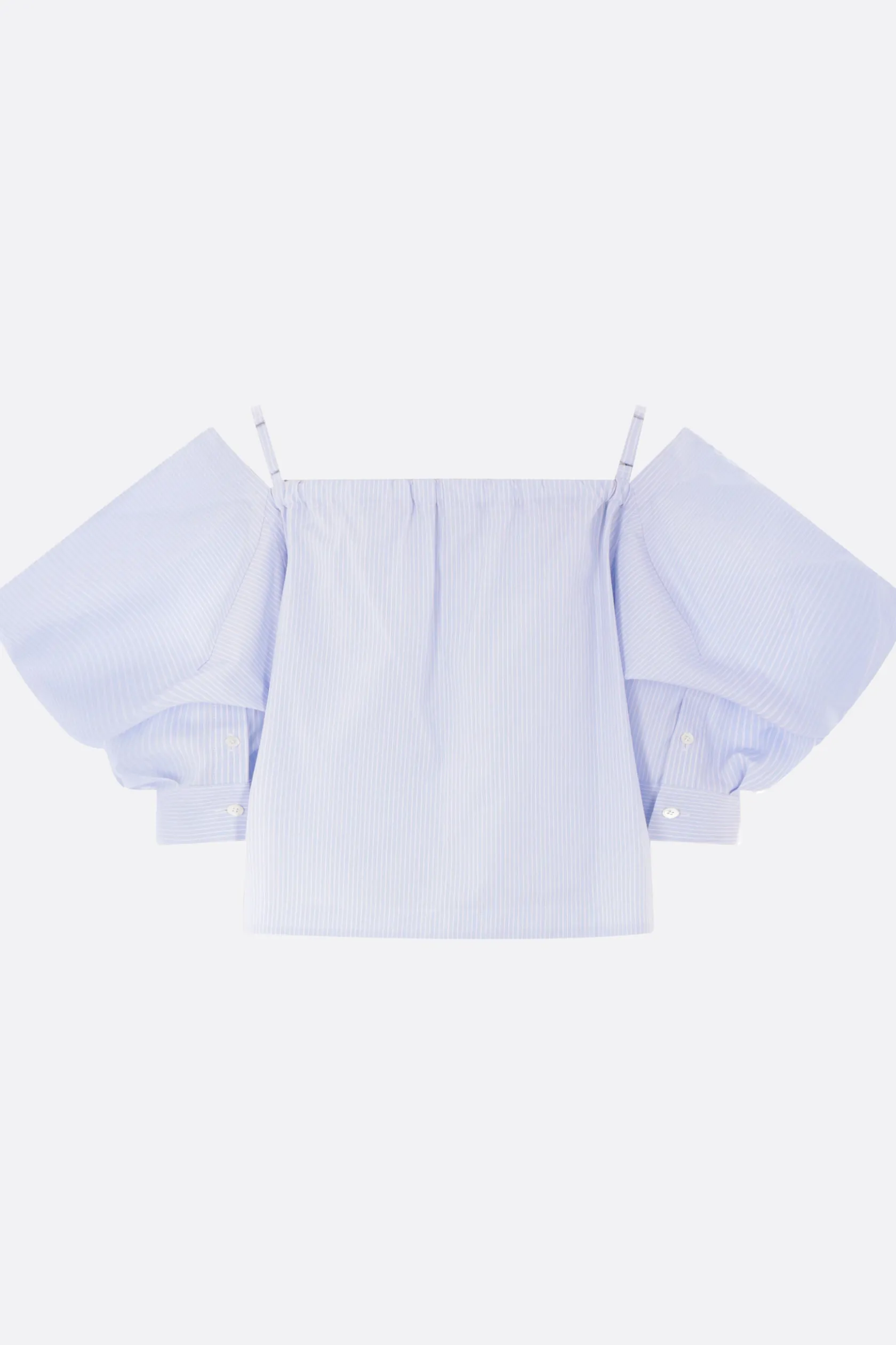 Topwear>SACAI top in popeline di cotone a righe Blu