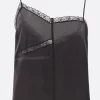 Topwear>MM6 top in seta e pizzo Nero