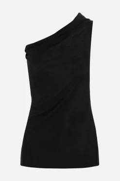 Topwear>RICK OWENS top monospalla Athena in jersey Nero