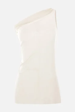 Topwear>RICK OWENS top monospalla Athena in jersey Bianco