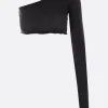 Topwear>RICK OWENS top monospalla Ziggy in jersey Nero