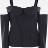 Capispalla>NOIR KEI NINOMIYA top off-the-shoulder in lana Nero