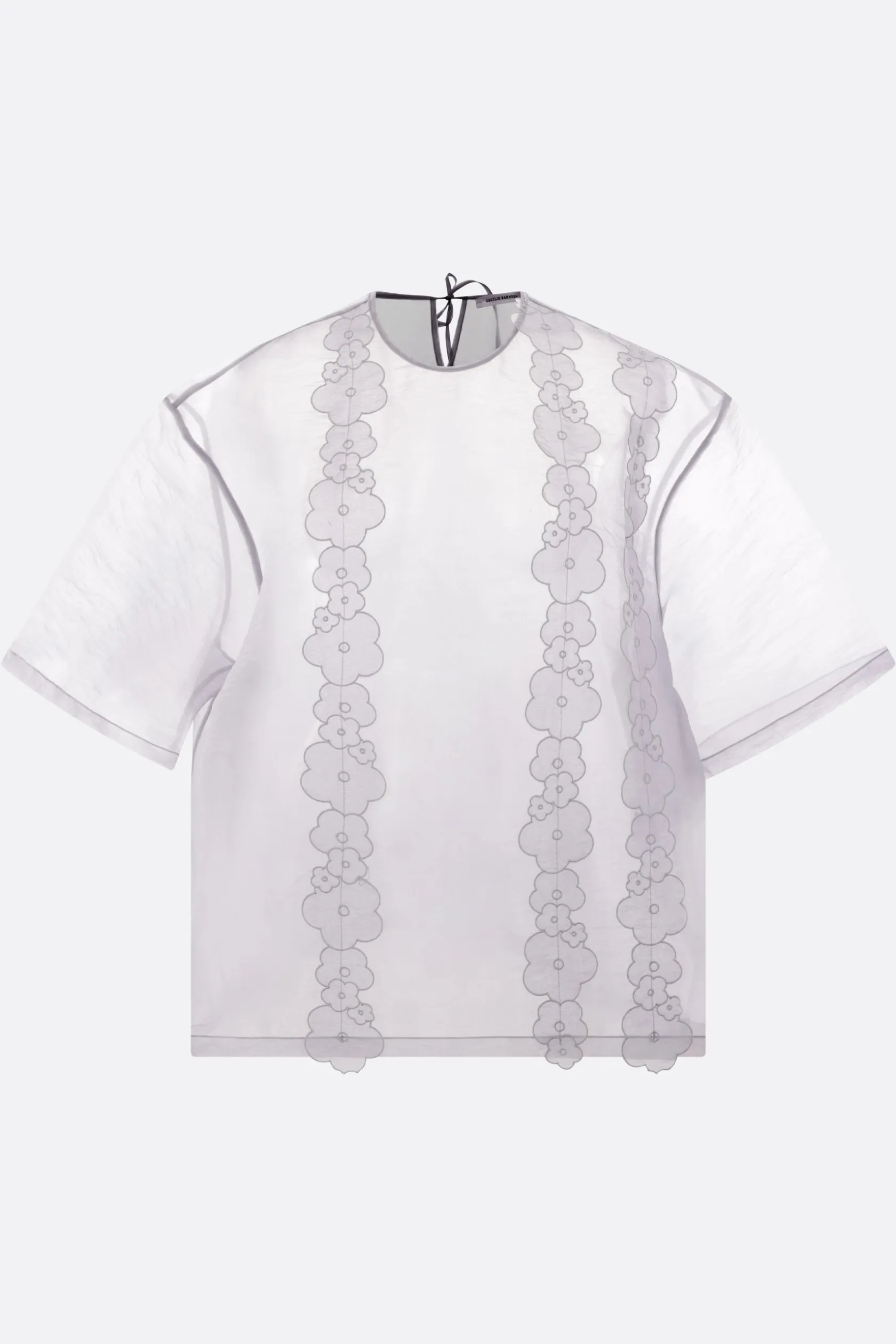Topwear>CECILIE BAHNSEN top oversize Asra in organza Grigio