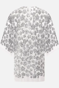 Topwear>CECILIE BAHNSEN top oversize Asra in tulle con paillettes Argento