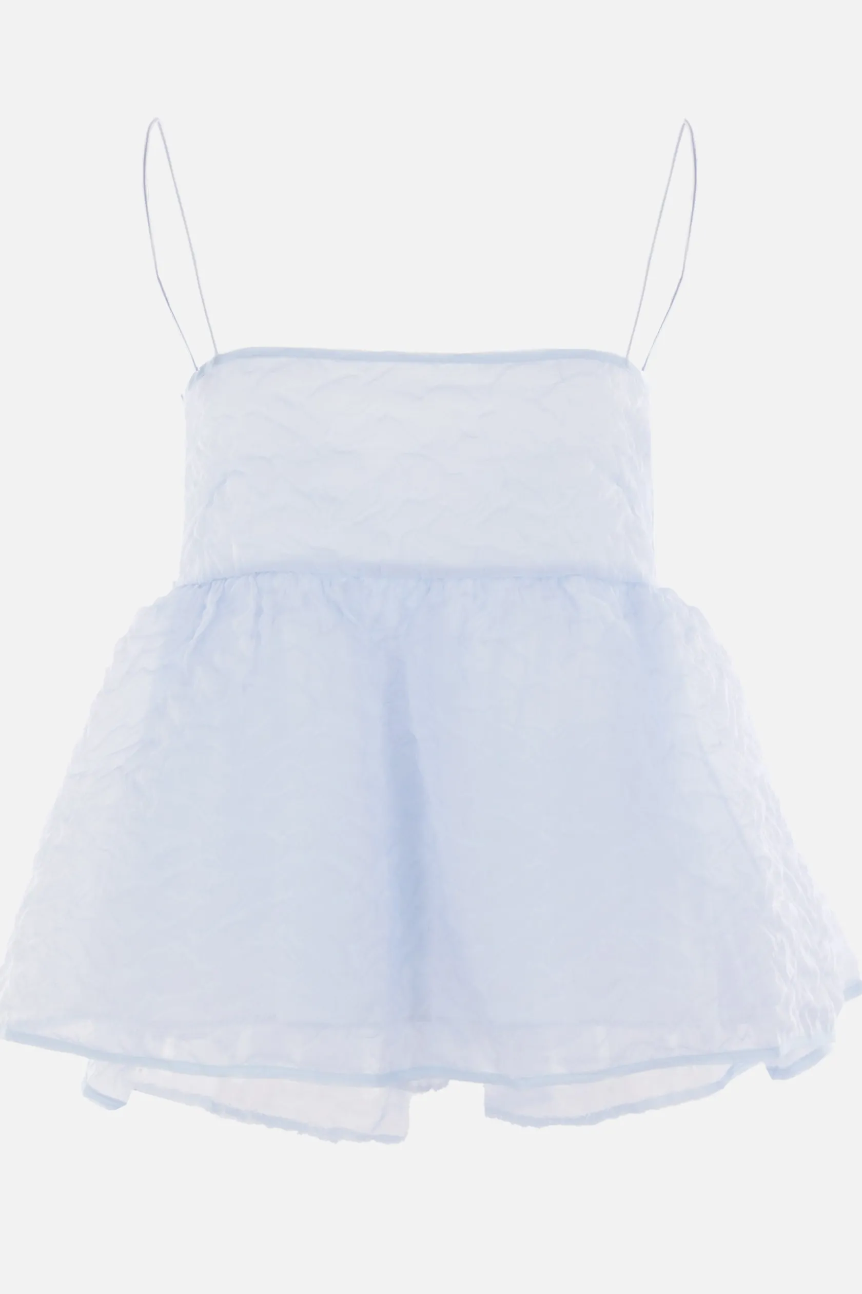Topwear>CECILIE BAHNSEN top Selena in tessuto nimbus matelassé Blu