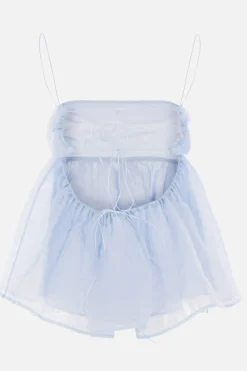 Topwear>CECILIE BAHNSEN top Selena in tessuto nimbus matelassé Blu
