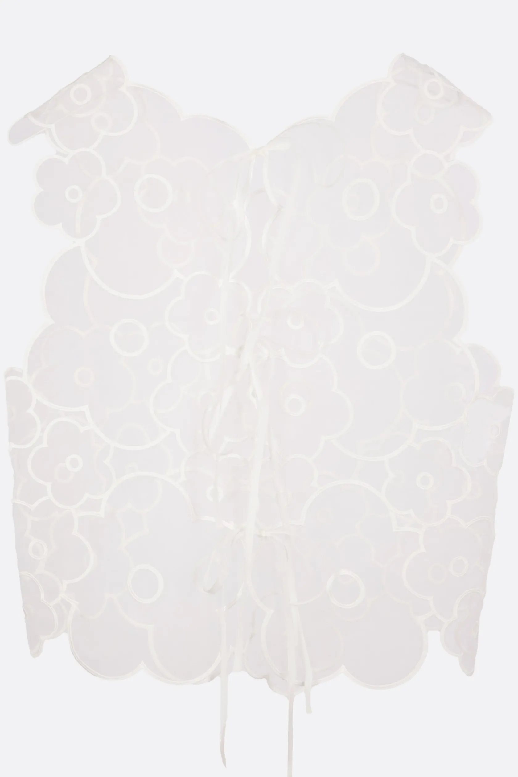 Topwear>CECILIE BAHNSEN top smanicato Alfie in organza ricamata Bianco