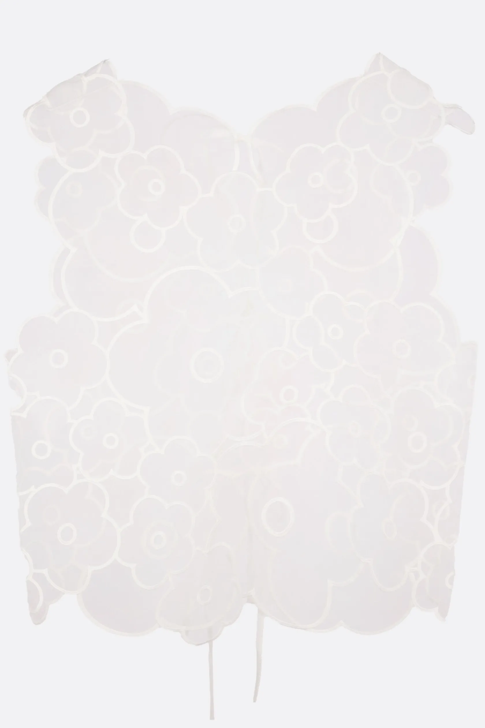Topwear>CECILIE BAHNSEN top smanicato Alfie in organza ricamata Bianco