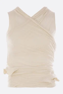 Topwear>RICK OWENS top smanicato Hollywood Banana in jersey Bianco