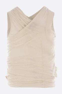 Topwear>RICK OWENS top smanicato Hollywood Banana in jersey Bianco