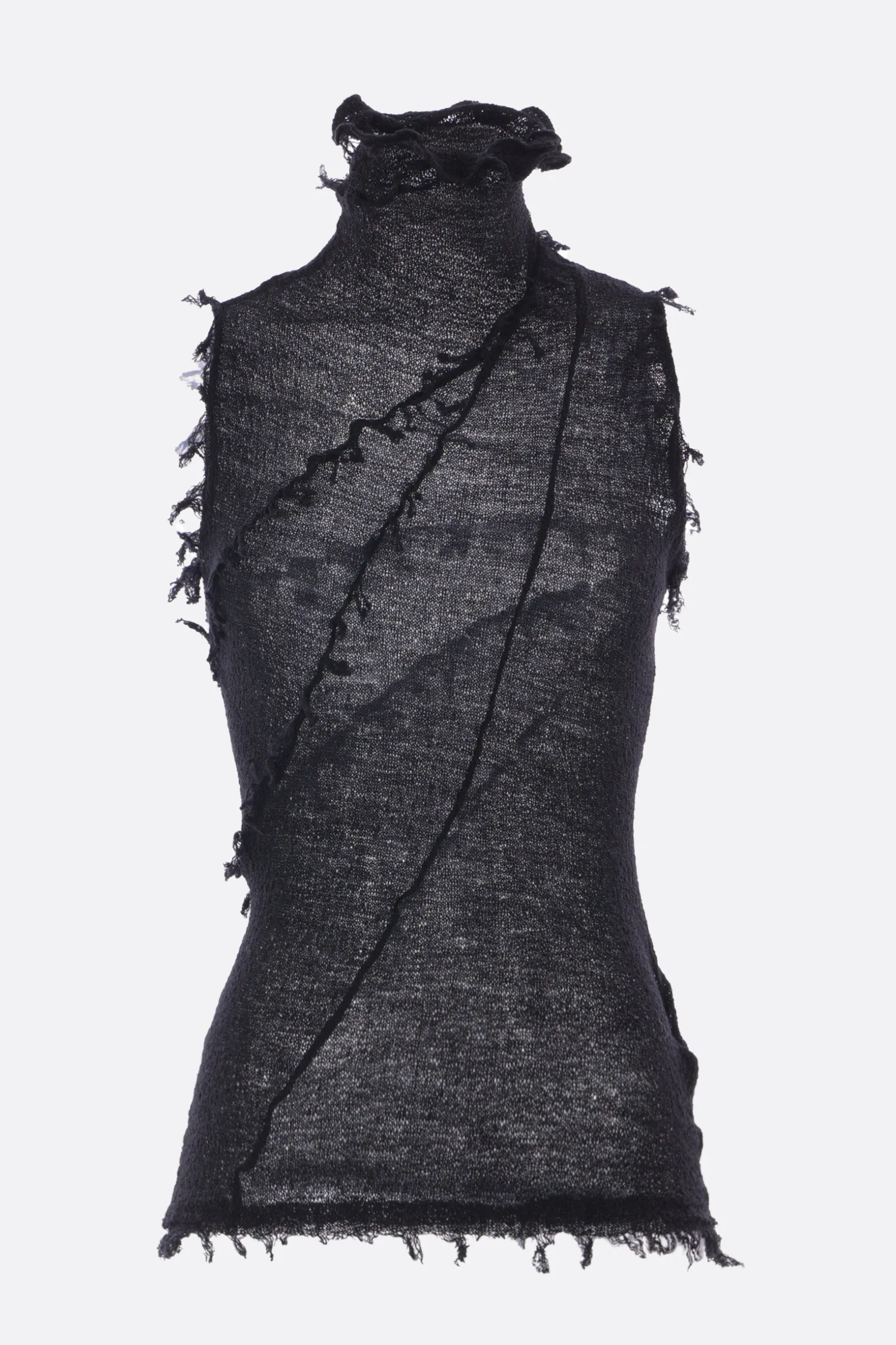 Topwear>YEHUAFAN top smanicato in lana Nero