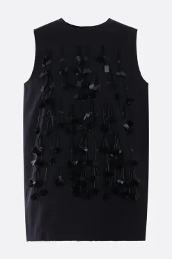 Topwear>PLAN C top smanicato in panama tecnico con ricami Nero
