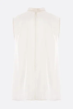 Topwear>SACAI top smanicato in raso e chiffon Bianco
