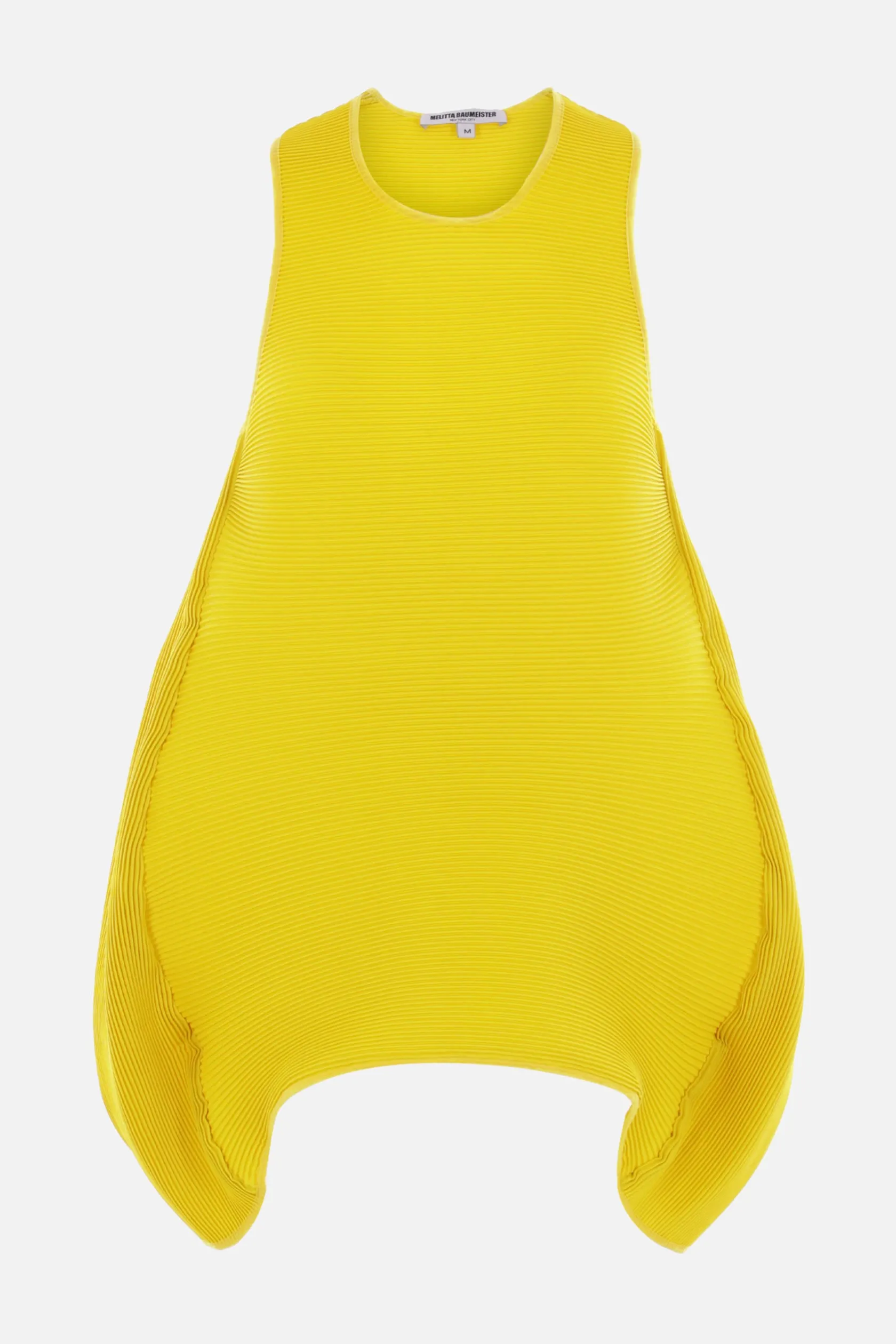 Topwear>MELITTA BAUMEISTER top smanicato in tessuto plissé ondulato Giallo