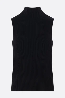 Topwear>CFCL top smanicato Portrait in maglia a costine Nero