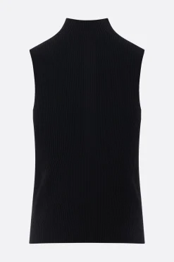 Topwear>CFCL top smanicato Portrait in maglia a costine Nero