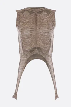 Topwear>RICK OWENS top smanicato Tanja in maglia di lurex Oro