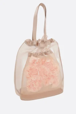 Borse A Mano>SIMONE ROCHA tote Sheer Stuffed Carnation Drawstring Pocket Neutro