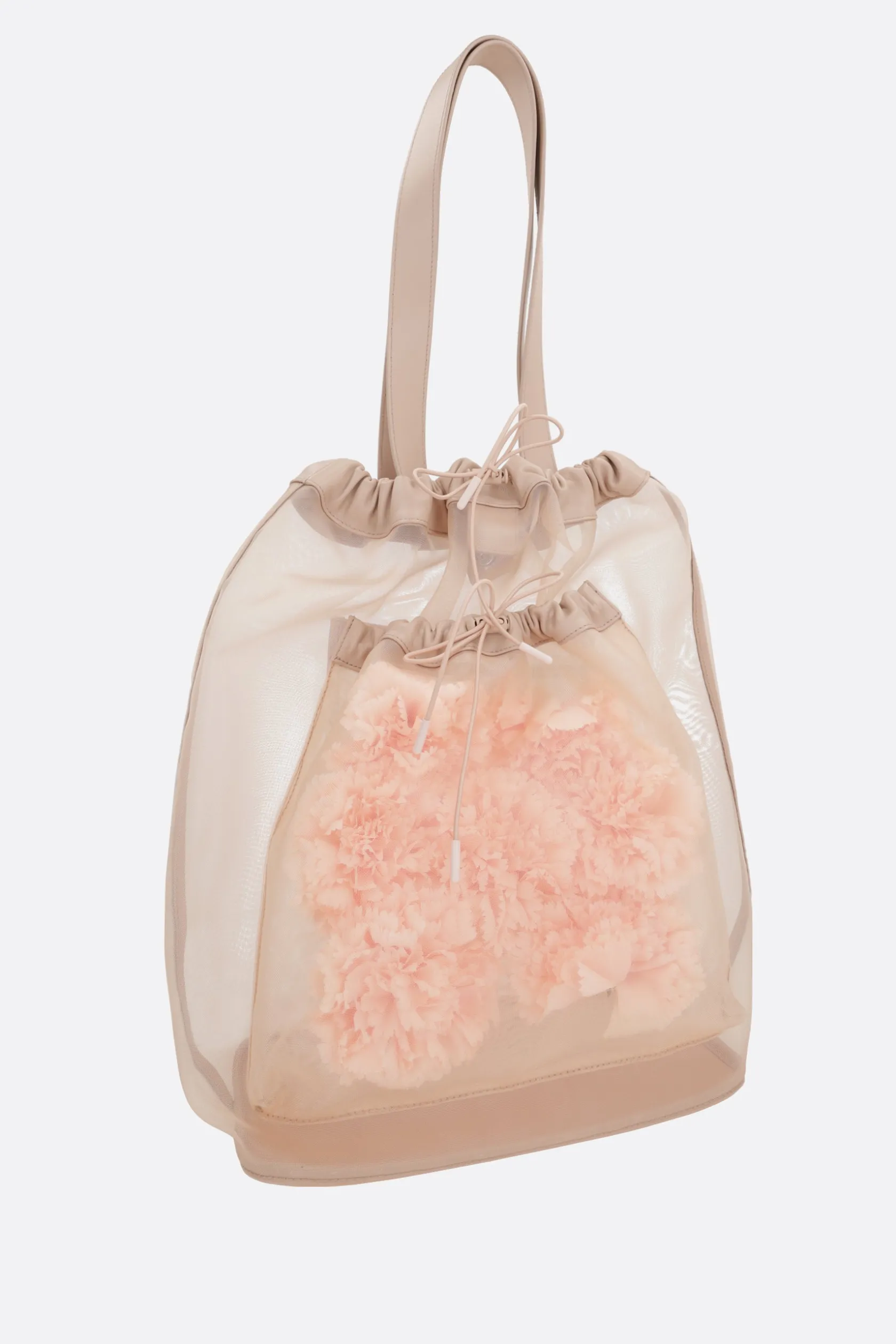 Borse A Mano>SIMONE ROCHA tote Sheer Stuffed Carnation Drawstring Pocket Neutro