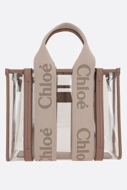 Borse A Mano>CHLOÉ tote Woody small in gomma e pelle Rosa