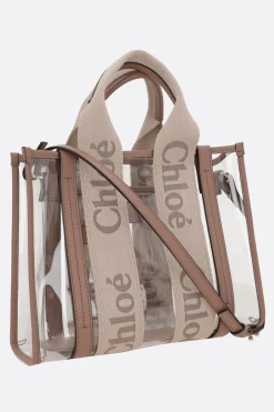 Borse A Mano>CHLOÉ tote Woody small in gomma e pelle Rosa