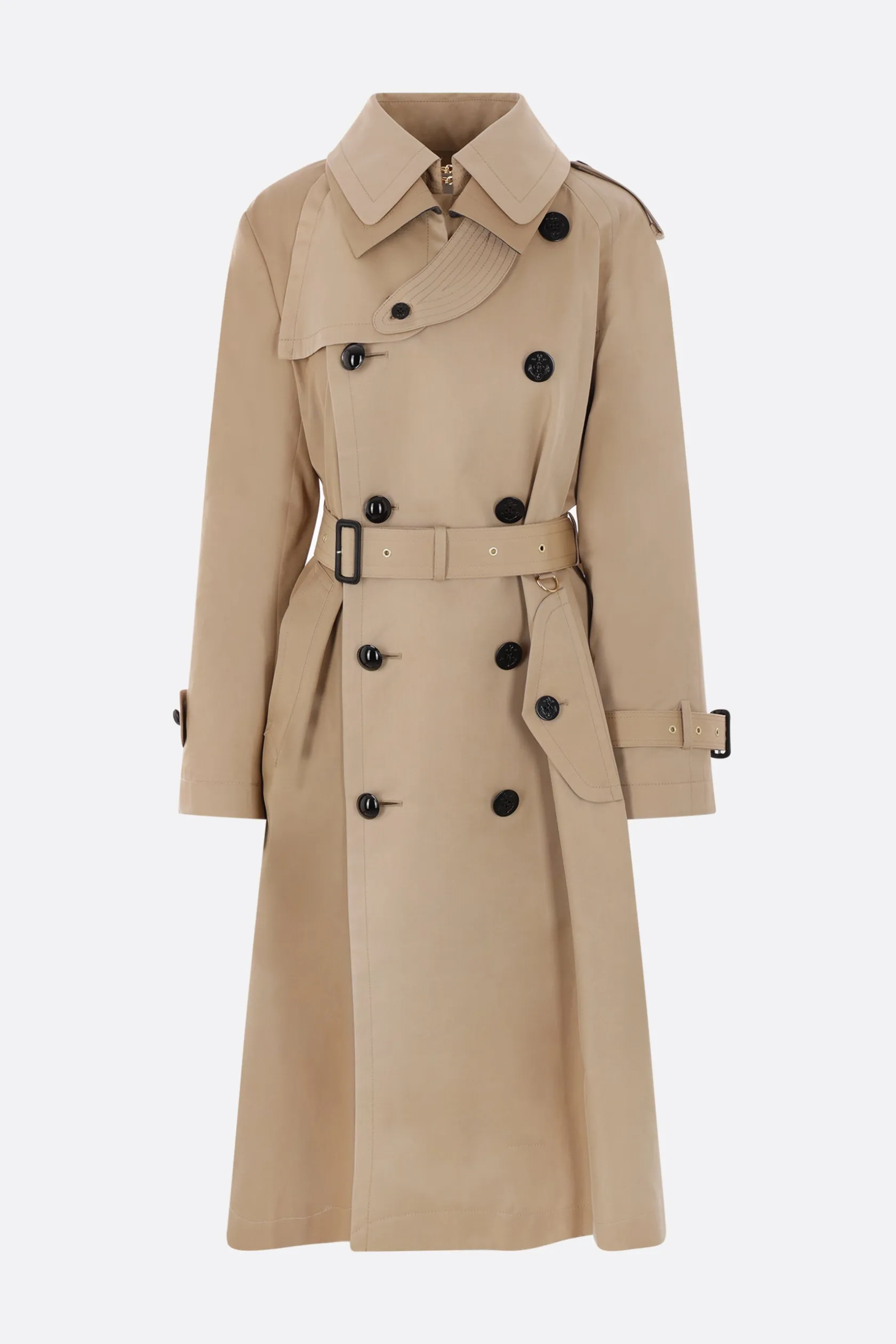 Capispalla>SACAI trench doppiopetto in gabardine Neutro